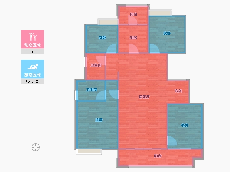 重庆-重庆市-澳海江悦府6号楼,7号楼118.97㎡-98.93-户型库-动静分区