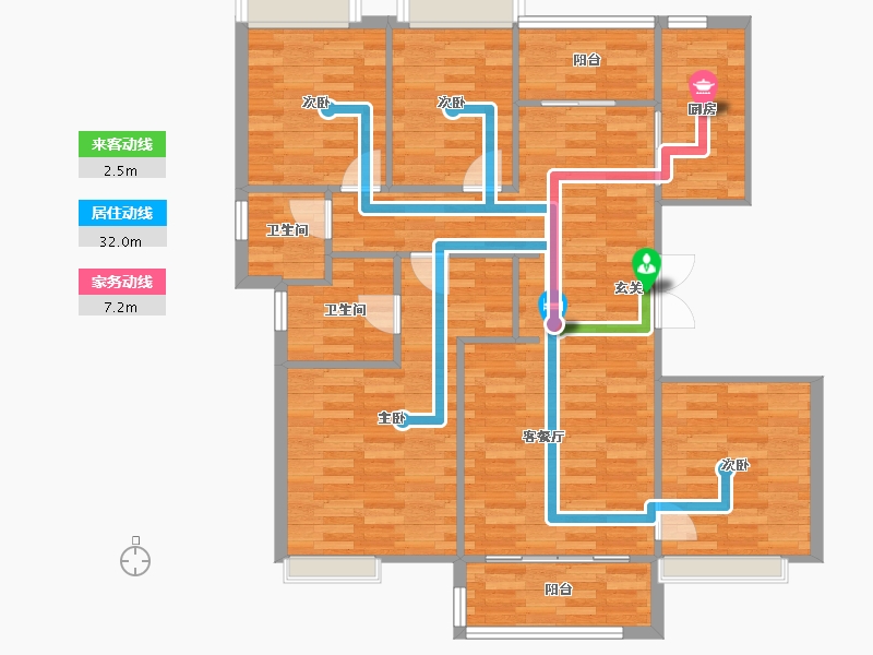 重庆-重庆市-澳海江悦府6号楼,7号楼123.4㎡-100.91-户型库-动静线