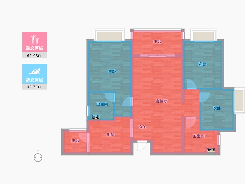 重庆-重庆市-恒大世纪梦幻城77号楼93m²-93.01-户型库-动静分区