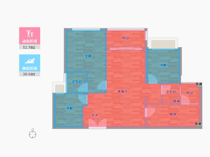 重庆-重庆市-印江州三期3号楼,三期5号楼80m²-80.00-户型库-动静分区