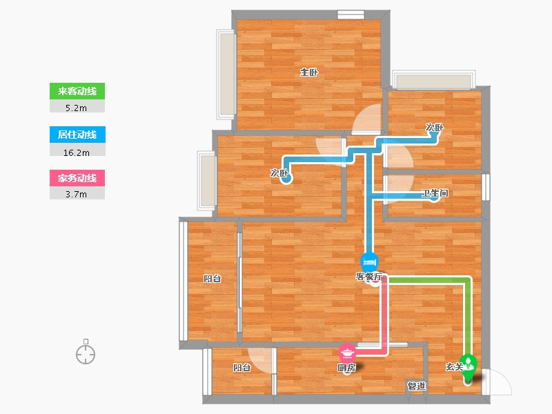 重庆-重庆市-财信新界1号楼65m²-65.39-户型库-动静线