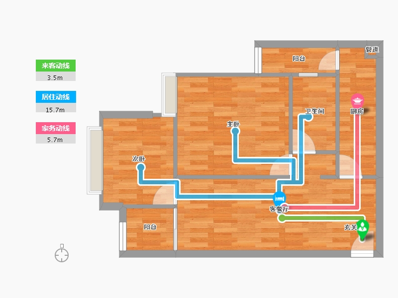 重庆-重庆市-财信新界1号楼52m²-52.57-户型库-动静线