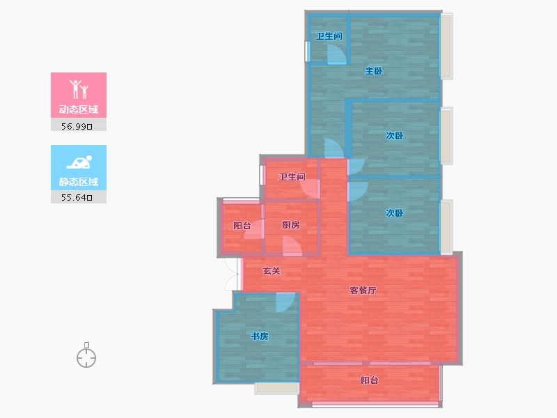 重庆-重庆市-澳海江悦府10号楼129.71㎡-103.06-户型库-动静分区