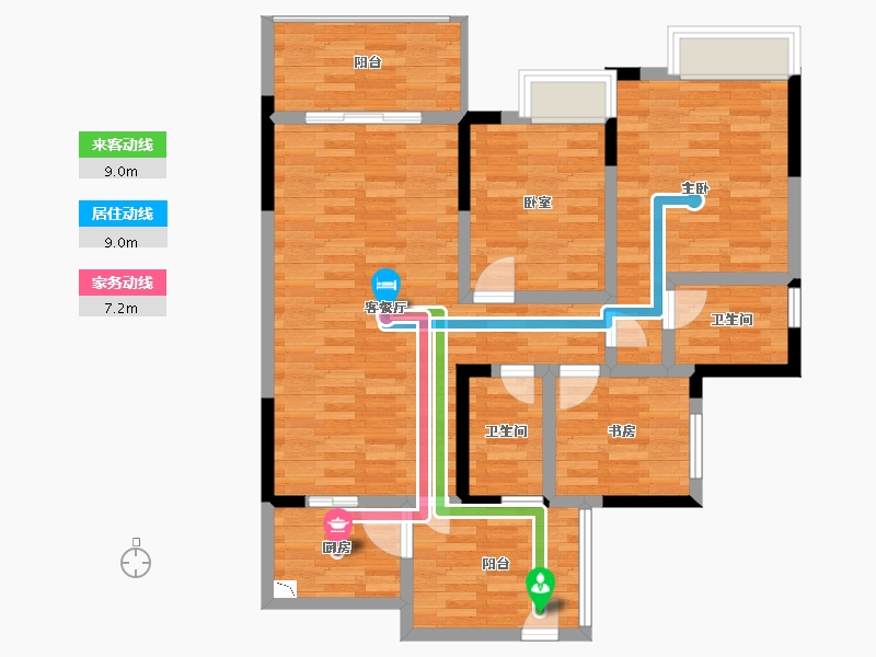 重庆-重庆市-半山半园6栋,8栋,7号楼,2号建面117m²-91.57-户型库-动静线