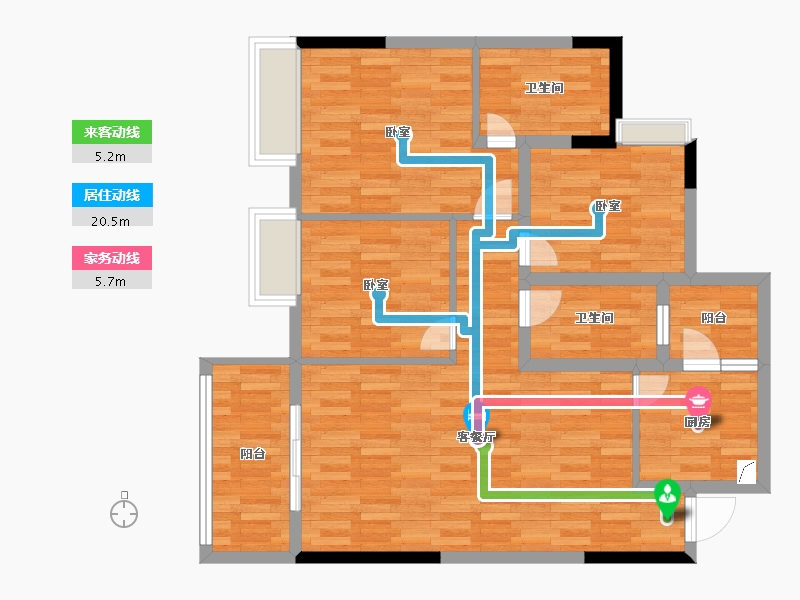 重庆-重庆市-半山半园7栋,1幢,5栋建面112m²-85.21-户型库-动静线