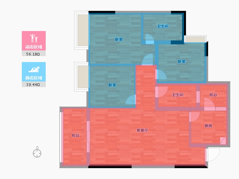 重庆-重庆市-半山半园7栋,1幢,5栋建面112m²-85.21-户型库-动静分区