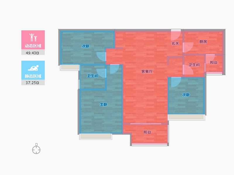 重庆-重庆市-中建御湖壹号御园D19号楼/31号楼,御园D21号楼/29号楼79m²-79.00-户型库-动静分区