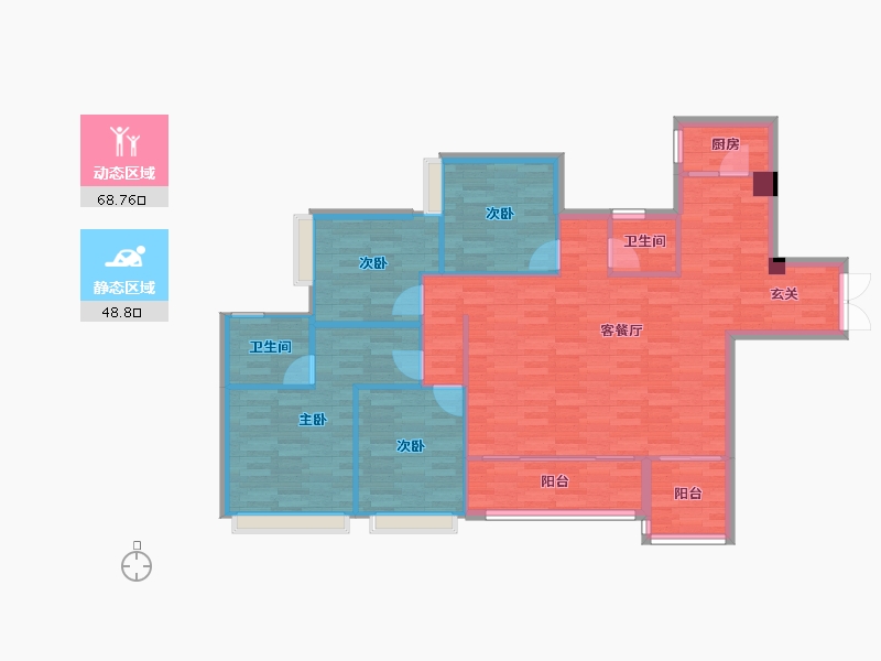 重庆-重庆市-印江州三期3号楼,三期5号楼106m²-107.04-户型库-动静分区