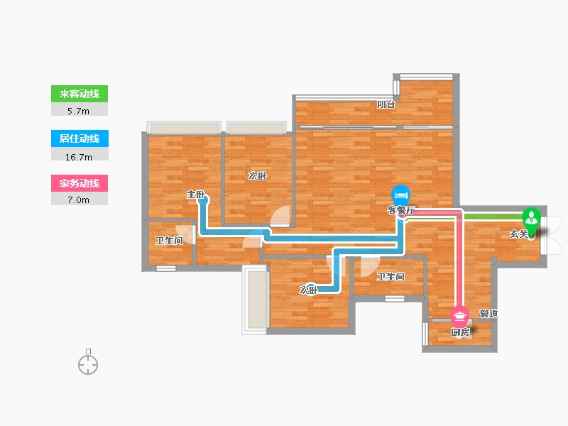 重庆-重庆市-印江州三期3号楼,三期5号楼94m²-94.00-户型库-动静线