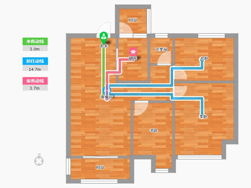 重庆-重庆市-澳海御江苑C3号楼68m²-68.32-户型库-动静线