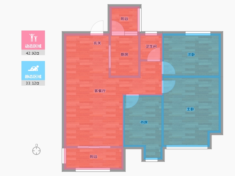 重庆-重庆市-澳海御江苑C3号楼68m²-68.32-户型库-动静分区