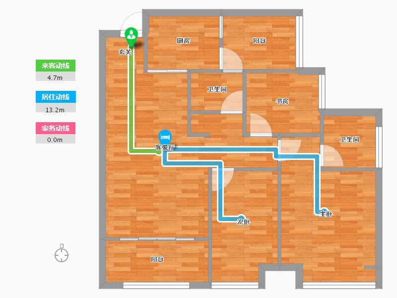 重庆-重庆市-澳海御江苑C3号楼78m²-78.10-户型库-动静线