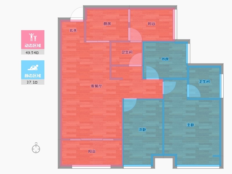 重庆-重庆市-澳海御江苑C3号楼78m²-78.10-户型库-动静分区