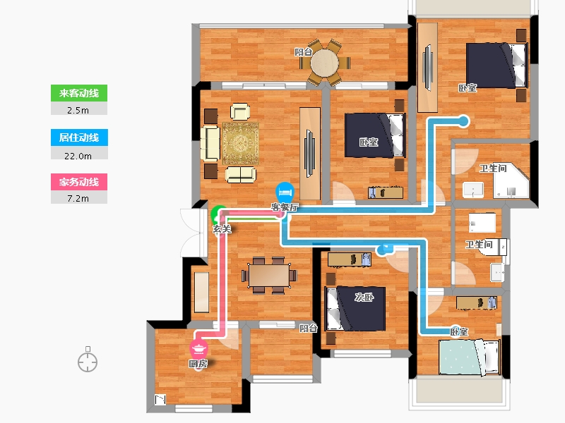 重庆-重庆市-金科天壹府7,28,96,25。122.99m²-100.49-户型库-动静线