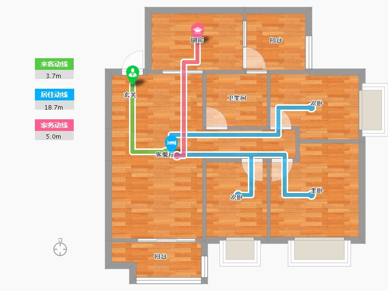 重庆-重庆市-恒大林溪郡5号楼74m²-70.81-户型库-动静线