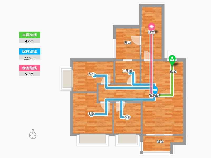 重庆-重庆市-恒大林溪郡5号楼75m²-71.37-户型库-动静线