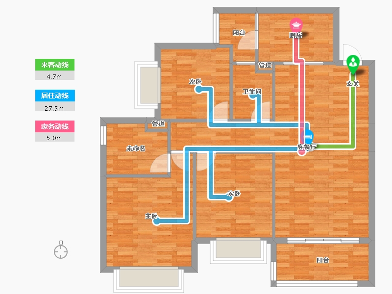 重庆-重庆市-恒大林溪郡6号楼98m²-92.05-户型库-动静线