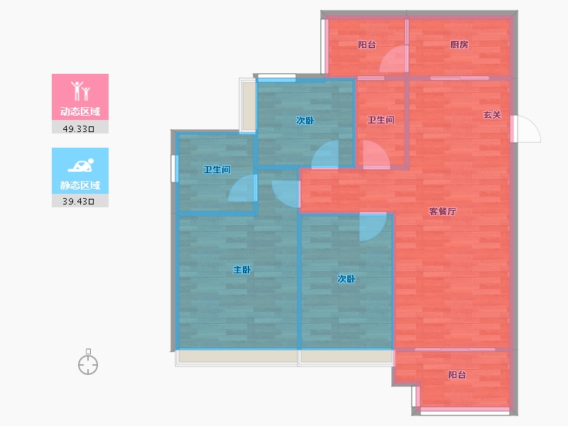 重庆-重庆市-绿地城际空间站2号楼,7号楼81m²-80.94-户型库-动静分区