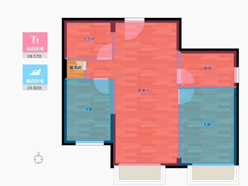 北京-北京市-橡树珑湾建面76m²-54.40-户型库-动静分区