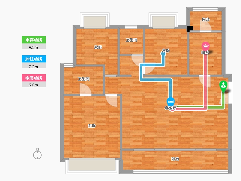 重庆-重庆市-中粮中央公园祥云套内108m²-98.62-户型库-动静线