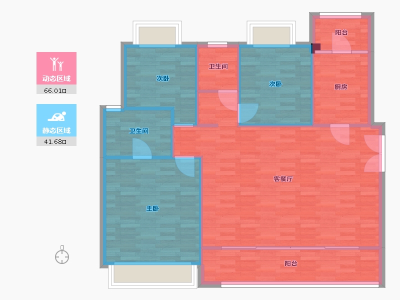 重庆-重庆市-中粮中央公园祥云套内108m²-98.62-户型库-动静分区