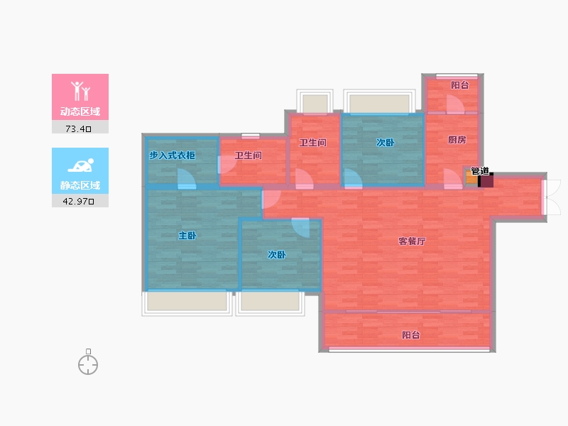 重庆-重庆市-中粮中央公园祥云B5栋套内105m²-105.00-户型库-动静分区