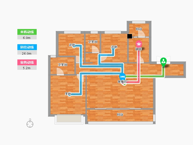 重庆-重庆市-中粮中央公园祥云套内113m²-102.53-户型库-动静线