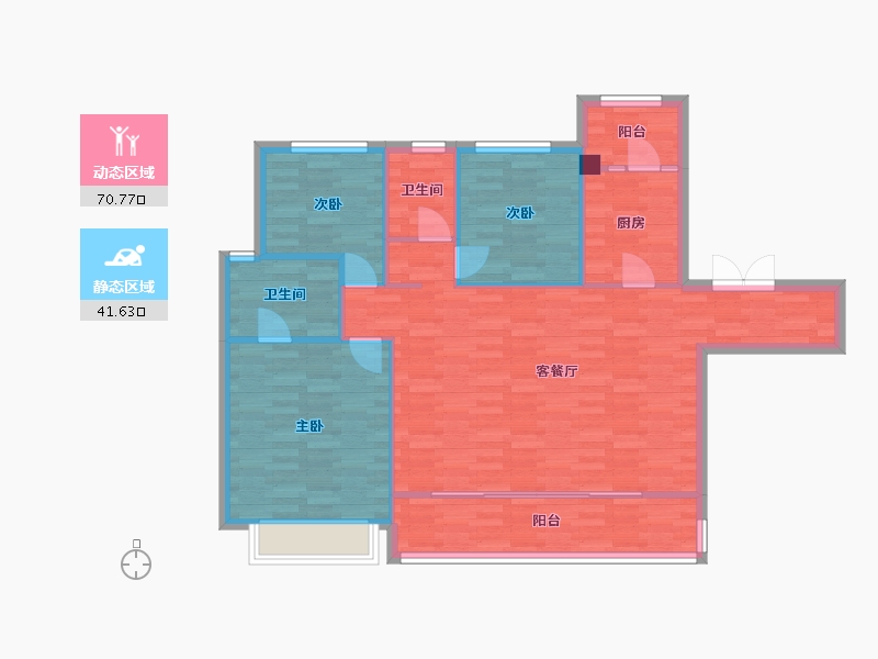 重庆-重庆市-中粮中央公园祥云套内113m²-102.53-户型库-动静分区