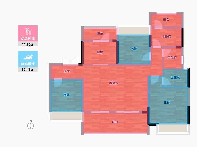 重庆-重庆市-首创西江阅2-1号楼,2-4号楼,2-9号楼,2-19号楼126.22m²-103.01-户型库-动静分区