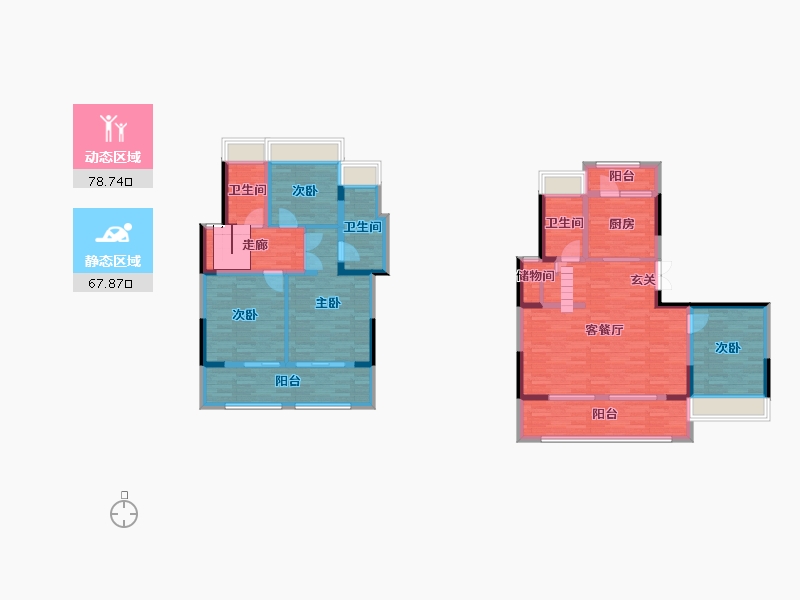 重庆-重庆市-首创西江阅2-6号楼99m²-128.89-户型库-动静分区