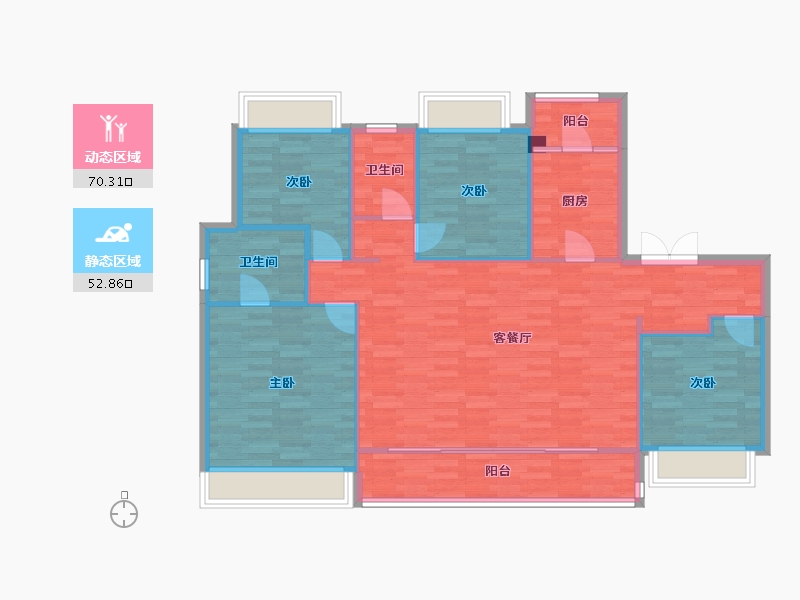 重庆-重庆市-中粮中央公园祥云B4号楼套内124m²-112.60-户型库-动静分区