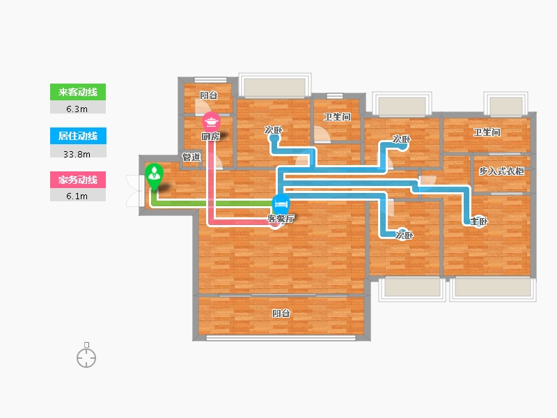 重庆-重庆市-中粮中央公园祥云二期B2号楼,B4号楼,B5栋套内115m²-115.00-户型库-动静线