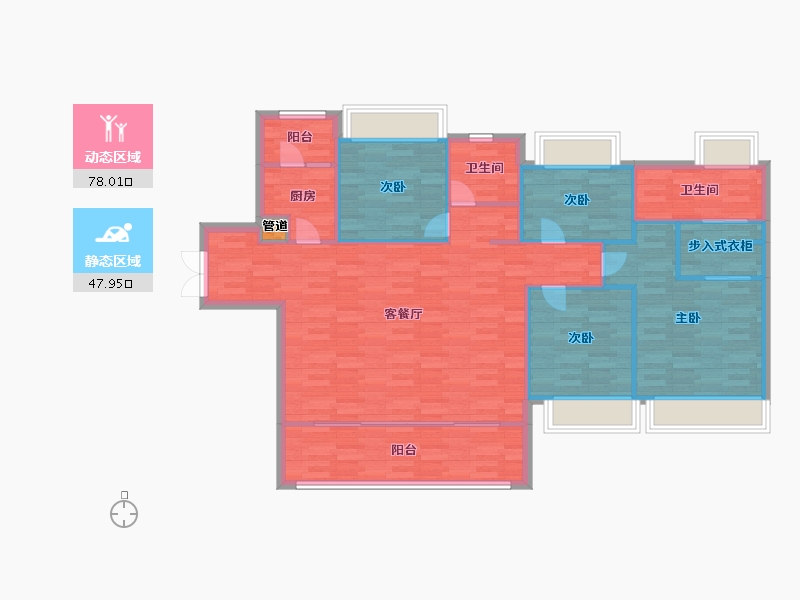 重庆-重庆市-中粮中央公园祥云二期B2号楼,B4号楼,B5栋套内115m²-115.00-户型库-动静分区