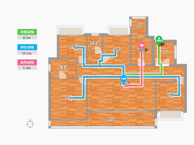 重庆-重庆市-中粮中央公园祥云套内113m²2-124.21-户型库-动静线