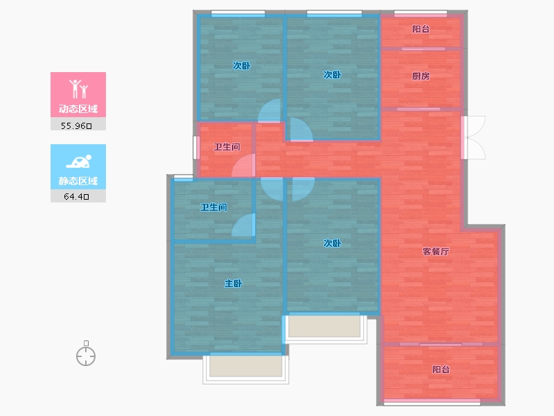 重庆-重庆市-琅樾江山114m²-110.36-户型库-动静分区