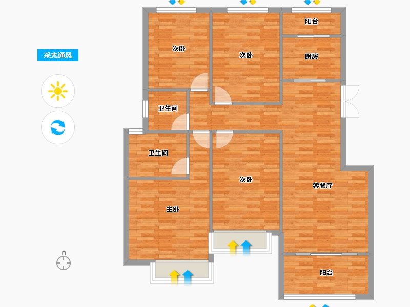 重庆-重庆市-琅樾江山114m²-110.36-户型库-采光通风