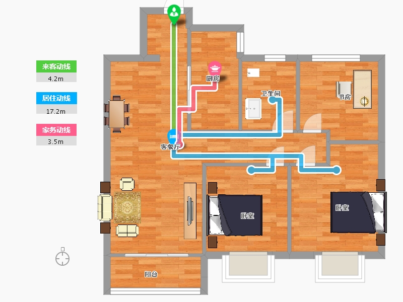 陕西省-西安市-华润置地未来城市97㎡-69.17-户型库-动静线