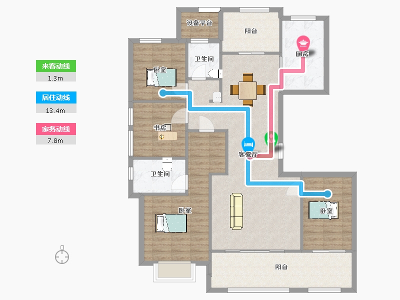 陕西省-西安市-绿城西安全运村3,5,6,8号楼143㎡-116.50-户型库-动静线