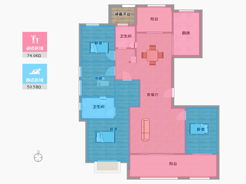 陕西省-西安市-绿城西安全运村3,5,6,8号楼143㎡-116.50-户型库-动静分区