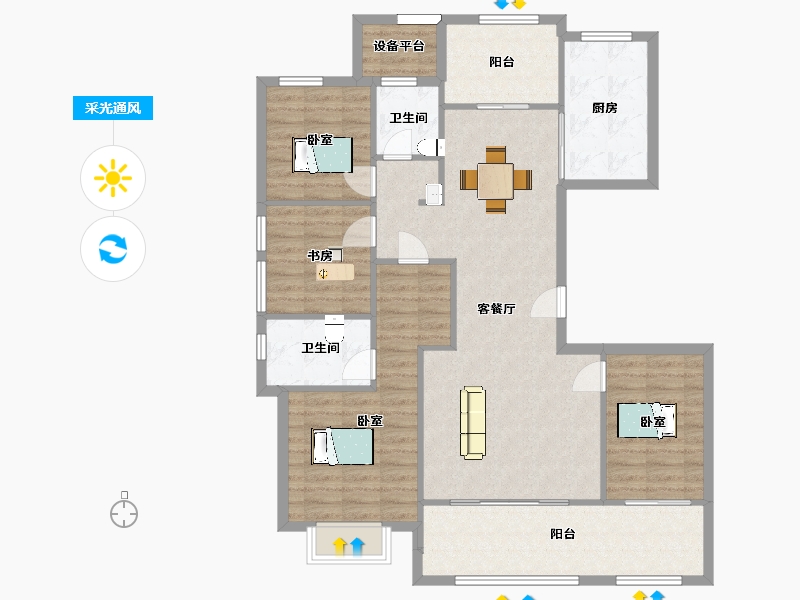 陕西省-西安市-绿城西安全运村3,5,6,8号楼143㎡-116.50-户型库-采光通风