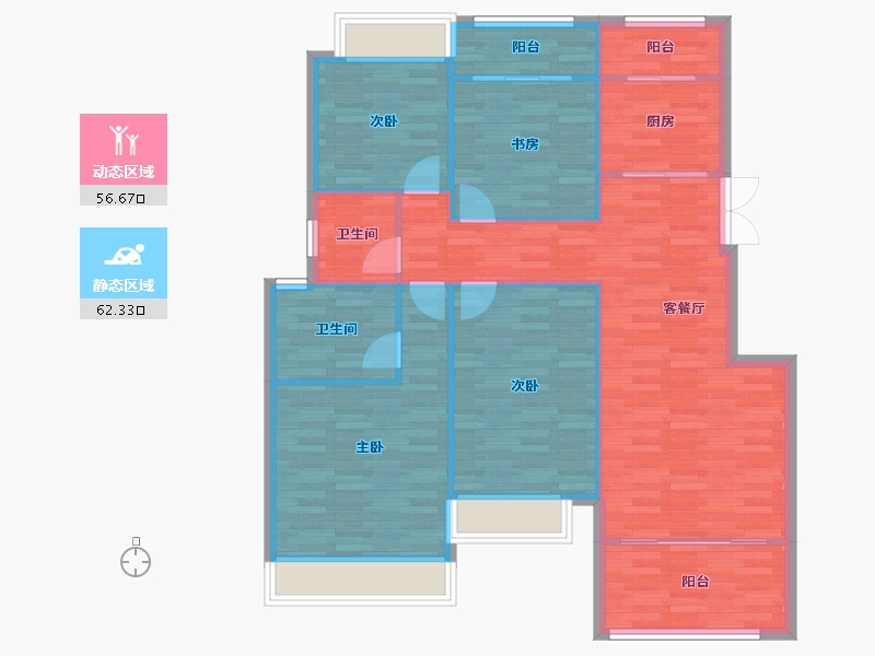 重庆-重庆市-琅樾江山108m²-109.04-户型库-动静分区