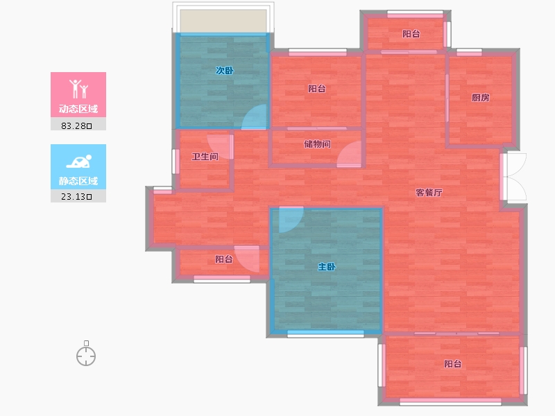 重庆-重庆市-琅樾江山89m²-97.20-户型库-动静分区