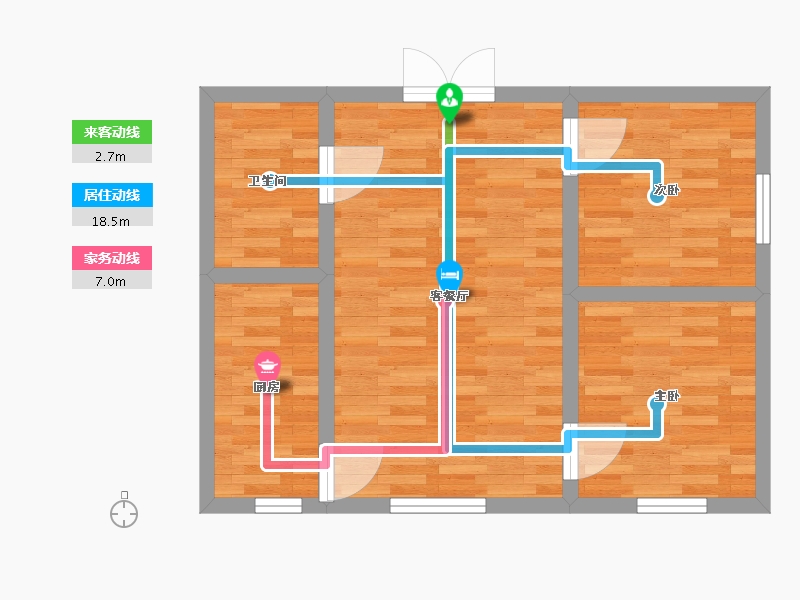 陕西省-西安市-陕建翠园锦绣99m²-57.40-户型库-动静线