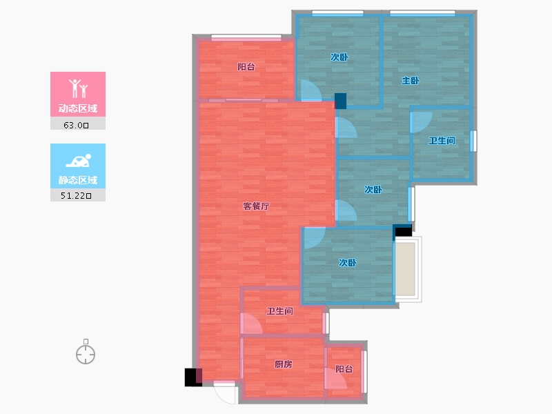 重庆-重庆市-重庆天地翡翠云阶1号楼,2号楼,3号楼113m²-104.22-户型库-动静分区