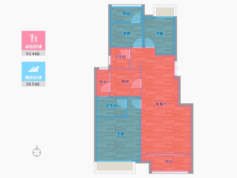 重庆-重庆市-卓越西麓九里K14-2号楼,K14-3号楼,K14-6号楼,K14-7号楼86m²-80.81-户型库-动静分区