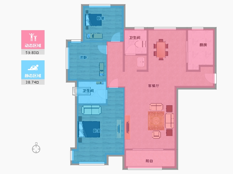 陕西省-西安市-陆港滨海湾128㎡-89.53-户型库-动静分区