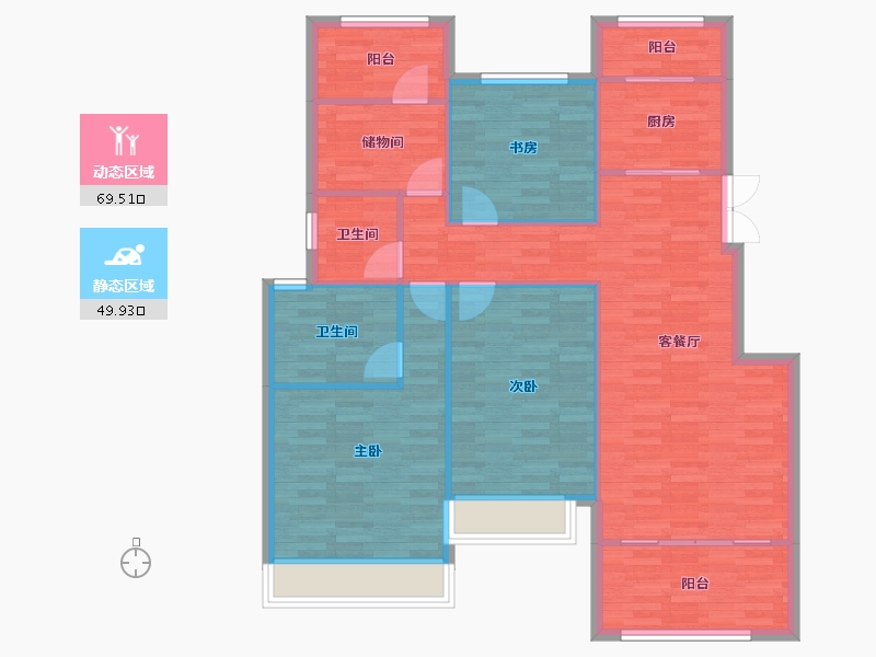 重庆-重庆市-琅樾江山110m²-109.15-户型库-动静分区