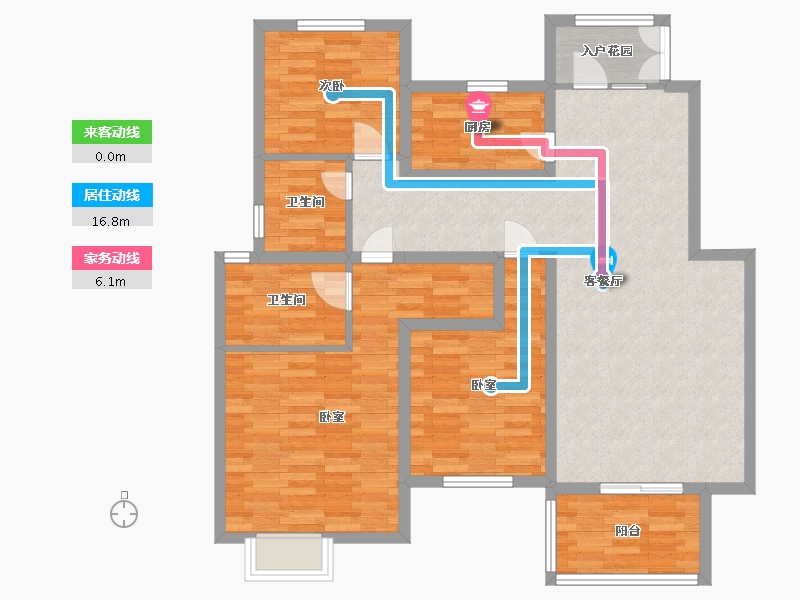 陕西省-西安市-陆港金海岸138㎡-107.63-户型库-动静线