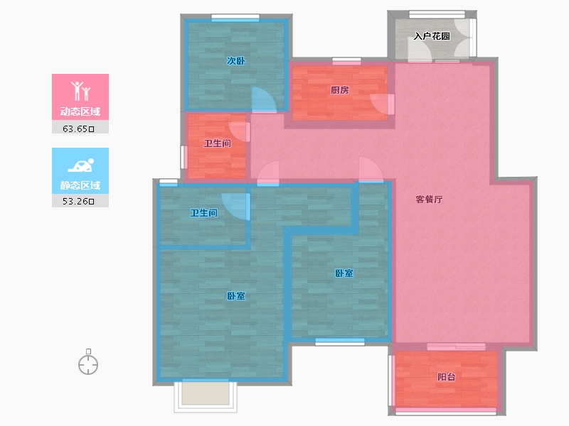 陕西省-西安市-陆港金海岸138㎡-107.63-户型库-动静分区