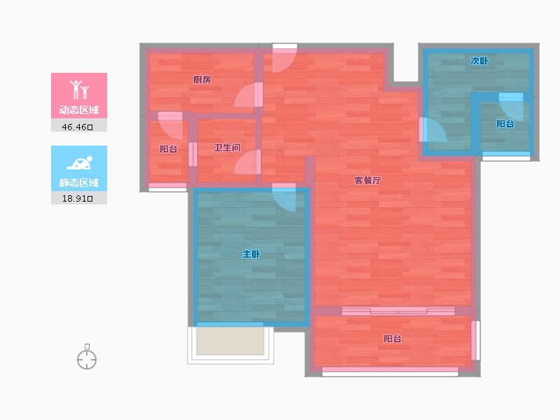 重庆-重庆市-琅樾江山39号楼57m²-56.99-户型库-动静分区